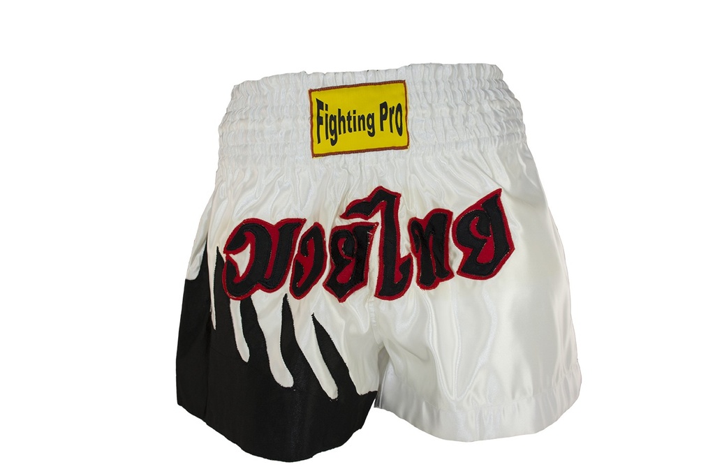 Short boxe thaï blanc et noir