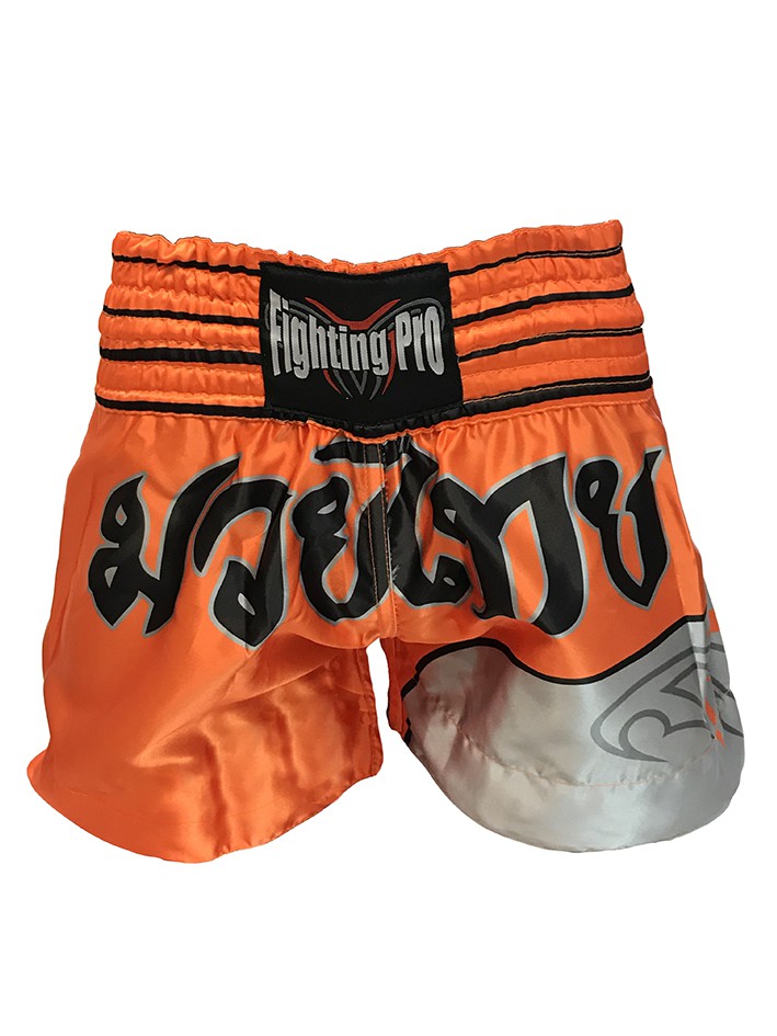 Short de boxe thaï Orange / Gris